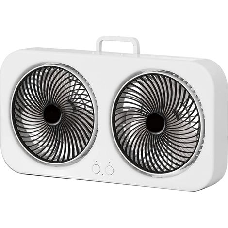 Double ventilateur de table, Circulation de l'air silencieuse, Rechargeable par USB, avec moteur sans balais, contrôle multi-vitesse, pour la maison, dortoir, noir (1/5)