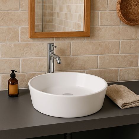 RAK Feeling Round Countertop Wash Basin 420mm Wide - Alpine White (1/3)