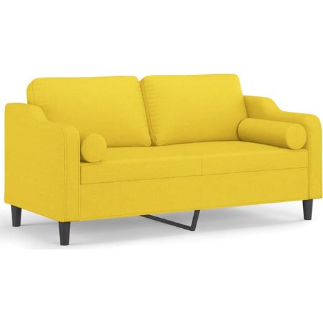 Maison Exclusive - Divano a 2 Posti con Cuscini Giallo Chiaro 140 cm in Tessuto