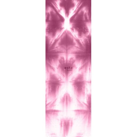 papier peint panoramique motif shibori tie-dye couvrant le mur entier rose intense fuchsia  - ESTAhome (1/5)