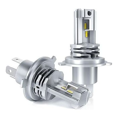 Ampoule LED H4 6500K blanche, kit de conversion phare voiture faisceau haut et bas 12V-24V, lot de 2 pièces dimensions 9x9,5x5,5 cm (1/5)