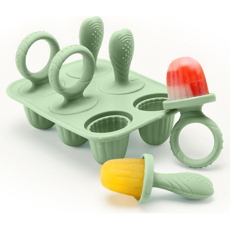 Set di mini stampi per cubetti di ghiaccio in silicone senza BPA - 6 stampi da 17 ml con bastoncini riutilizzabili, adatti al congelatore e alla lavastoviglie (da -40°C a 230°C)