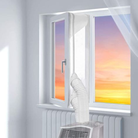 royaluxe -Joint de fenêtre pour climatiss mobiles, climatis de fenêtre, Hot Air Stop avec fermeture éclair pour climatisation, sèche-linge pour joint en tissu doux, installation facile (5 m) (1/5)