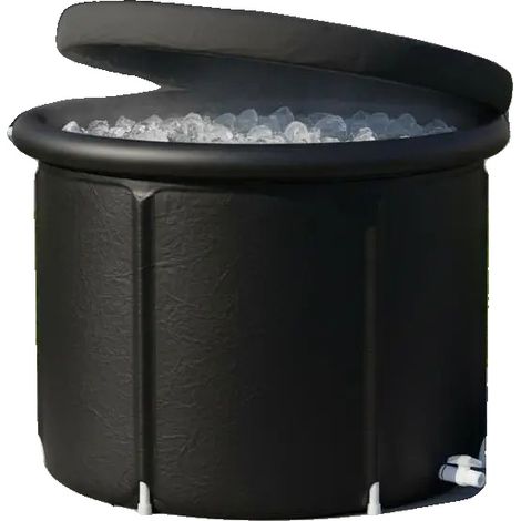 Vasca per immersioni in acqua fredda, design portatile, struttura in PVC resistente, colore verde militare. (1/2)