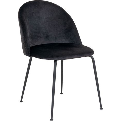 Geneve Chaise de salle à manger en velours noir, noir. (1/5)