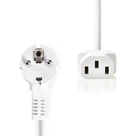 NEDIS Power Cable - Schuko Male Angled - IEC-320-C13 - 1.8 m - Blanc (1/2)