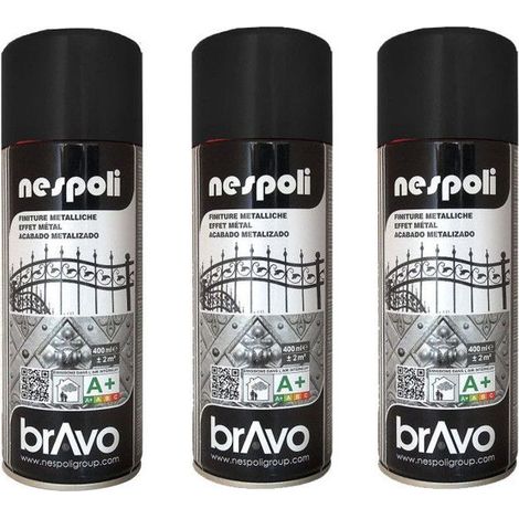 Lot de 3 bombes de peinture professionnelle Nespoli - noir métallisé