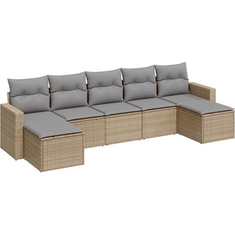 Maison Exclusive - Set sofás de jardín 7 piezas y cojines ratán s (1/3)