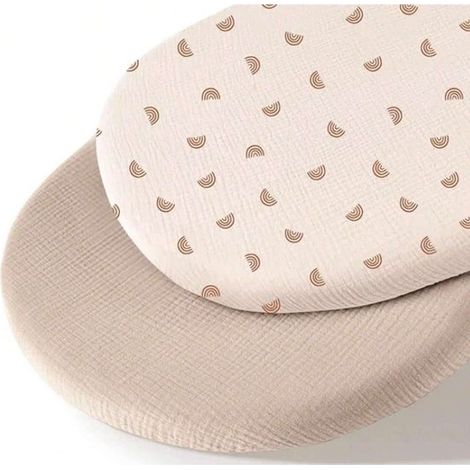 Ensemble de drap-housse/sommier (32 x 17 cm) en gaze de pur coton, doux, confortable et respirant. Convient aux berceaux. La housse de matelas est amovible et lavable. (1/5)