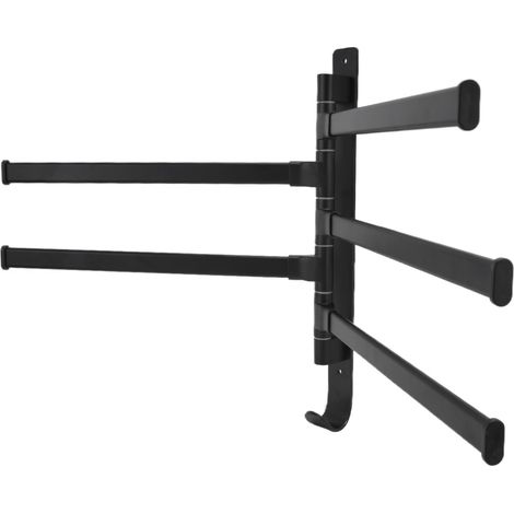 Porte-serviettes en alliage d'aluminium avec 5 barres pivotantes, robuste et durable, convient pour la salle de bain et la cuisine, noir (1/5)