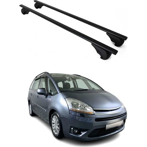 OMAC Barres de toit pour Citroën C4 Picasso 2006-2013 – TÜV / DIN 75302:2019 – Antivol inclus – Charge max 75 kg – 2 barres Noir