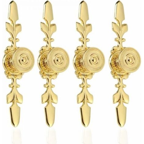 4Pcs (Doré) Poignées de Tiroirs Vintage Style en Alliage de Zinc Bouton Traction de Meubles Tiroir Armoire Placard Armoire avec (1/4)