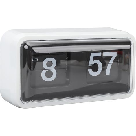 Reloj de Solapa Retro Mecánico Blanco con Tapa Transparente, Diseño Vintage de 25x13.8 cm – Ideal para Decoración de Escritorio y Salón (1/5)