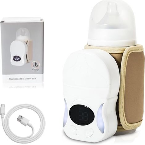 Chauffe-biberon portable pour bébé - 10 000 mAh - Sans fil - Avec 6 températures réglables - USB - Pour la maison, les voyages (1/5)