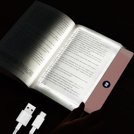 Lampe de lecture LED à intensité variable, 3 couleurs, lampe de lecture plate pour lecture, lampe pleine page rechargeable avec minuteur, marque-page portable, lampe d'étude à clipser pour (1/5)