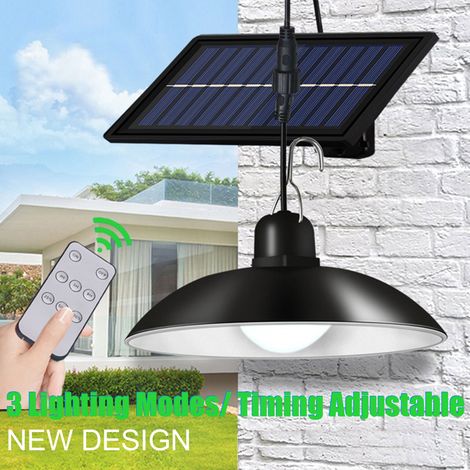 Lustre solaire LED, lampe d'extérieur étanche, économie d'énergie, 3 niveaux de luminosité, télécommande, lumière blanche, IP65, une tête RC (1/2)
