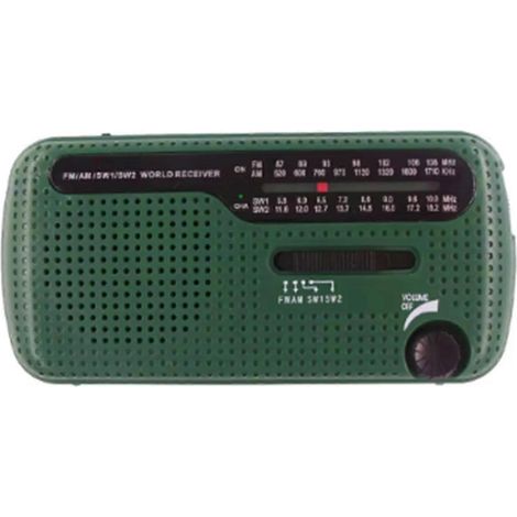 Tragbares, solarbetriebenes Kurbelradio, 1200-mAh-USB-Notfalllautsprecher, grün (1/5)