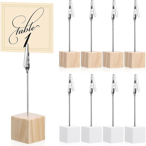 20 porte-photo bois clips blancs affichage mémos numéros maison bureau (1/4)