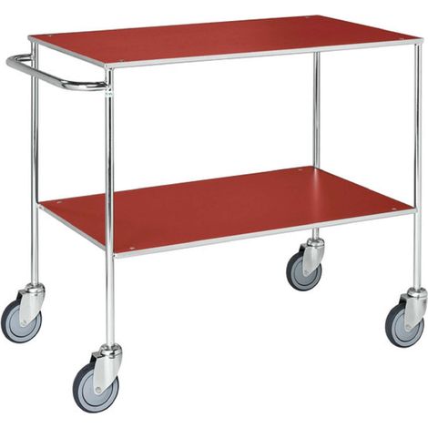 Carrello tavolo con freno, Rosso / Bianco LxPxH (mm) 1000x580x850