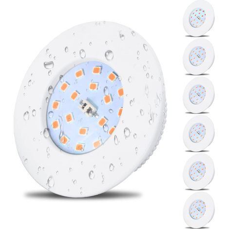 Spot Led Encastrable Salle de Bain 5W,6x Spot Extra Plat IP44 Étanche,Blanc Chaud 3000K,Trou 60-68mm,Plafonnier Encastré 220V 500lm Pour Cuisine Salon (1/5)