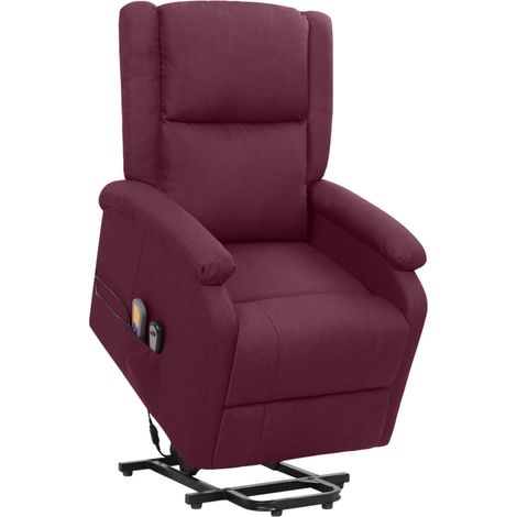 Poltrona relax Alzapersona Massaggiante per Salotto,Sedia relax Massaggiante Viola Tessuto -EBV39174 (1/5)