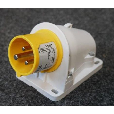 Prise socle 2P+T 16A 100-130V connecteur saillie inclinée connexion vis IP44 PratiKa Schneider