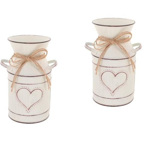 2pièces Vase à Fleurs Métal Vintage Pot à Lait Décoratif Retro Seau à Fleurs Élégant pour Arrangement Floral La Maison Jardin (1/5)