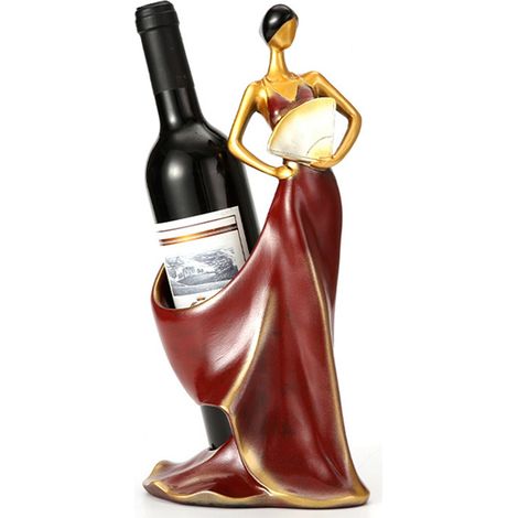 Figurine Fille Danseuse Porte-Bouteille en Résine Synthétique pour Décoration de Bar ou Maison Rouge (1/5)