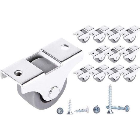 Set di 12 piccole rotelle in gomma da 25 mm per mobili, non girevoli, senza plastica, per elettrodomestici e attrezzature. (1/4)
