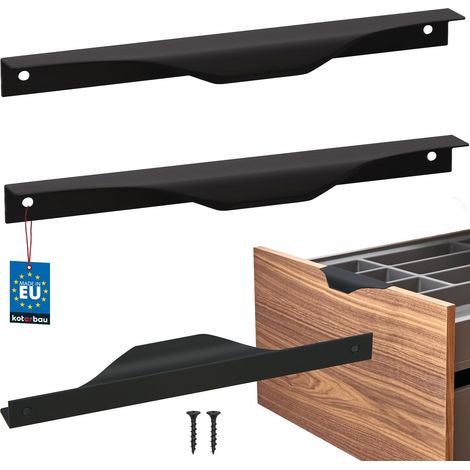 KOTARBAU® Modern Edge Möbelgriffe, Aluminium, Mattschwarz, 192/212 mm, 2er-Set