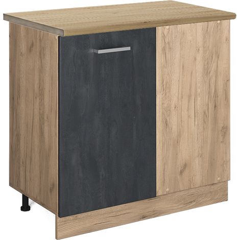 Mobile ad angolo cucina R-Line, Calce nera, 86 cm PL Rovere, Vicco (1/5)