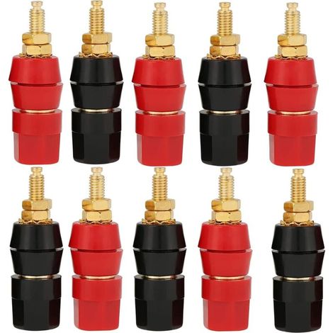 10 fiches banane femelle avec douilles, connecteurs audio pour enceintes, rouge et noir