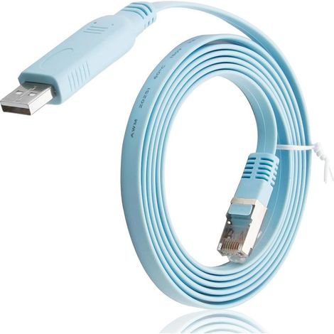 1.8m Câble de Console Cisco USB vers RJ45 avec Puce Intégrée, Câble de console compatible Cisco, Compatible avec Routeurs et Commutateurs, Supporte Windows7/8/10, MAC OS, Linux (1/5)