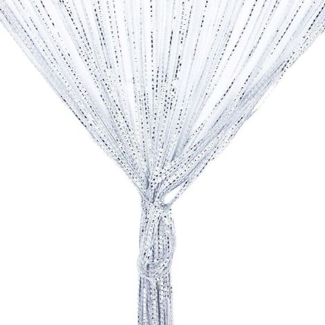 Rideau décoratif argenté 100x200cm avec franges, idéal pour portes, moustiquaire, séparateur de pièce, Noël. (1/5)