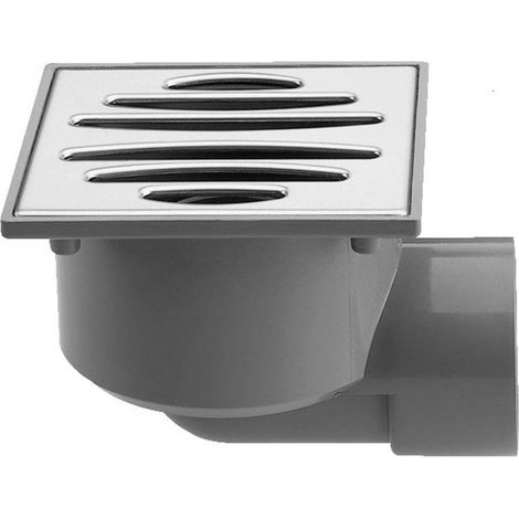 Girpi – Siphon de sol douche à l'italienne 10 x 10 cm – ABS chromé – Sortie horizontale – Grille carrée pour installations professionnelles
