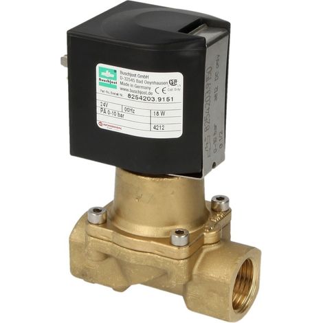Electrovanne Buschjost 8254203.9151.0240 G1/2,3,4m³/h,0-10bar +110°C,FPM, 24VDC
