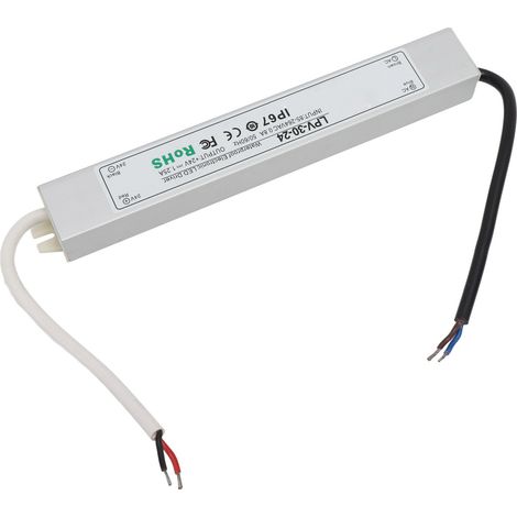 Alimentation LED étanche IP67, 24 V, 30 W, 1,25 A, pour lampes et caméras de sécurité (85-264 V). (1/5)