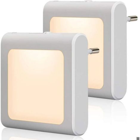 Veilleuse avec capteur crépusculaire, 2 pièces Luminosité Réglable à l'infini Très bon pour chambre d'enfant, escalier, chambre à