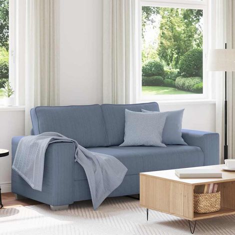vidaXL Canapé deux places bleu 180x77x82 cm en tissu velours côtelé (1/5)