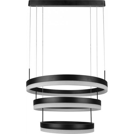 Lampada Led A Sospensione Rotonda Colore Nero Tripli Anelli Diametro 600mm 500mm 400mm 3000K 80W Dimmerabile Triac Dimmer SKU-3990