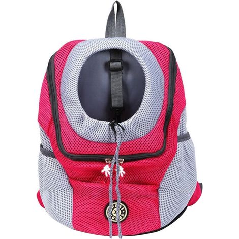 Mochila para mascotas, bolsa de viaje portátil, bolso de pecho, tejido de malla transpirable con cordón, bolsa transportadora para perros de exterior (1/5)