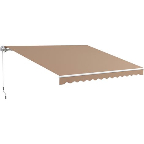 Outsunny Tenda da Sole Avvolgibile per Esterno con Manovella 350x250 cm Marrone