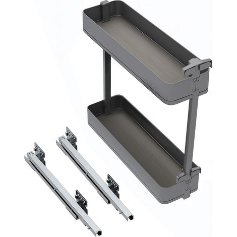 Emuca Flaschenregal seitlich ausziehbar Harmony mit Soft-Close, Modul Breite 200mm Höhe 700mm, Stahl und Holz, Anthrazitgrau