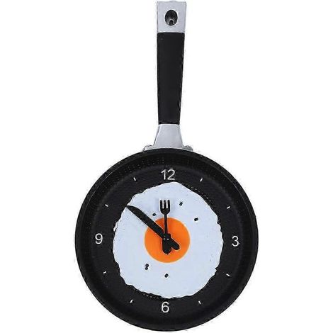 Kaelt - Horloge en forme de poêle avec œuf au plat – Horloge murale fantaisie pour cuisine ou café (1/5)