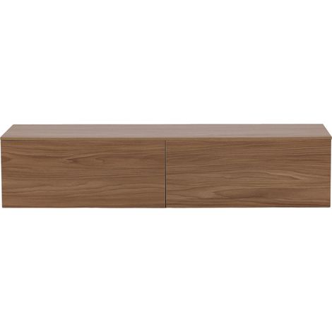 Ebuy24 – Meuble TV suspendu 2 tiroirs en MDF L160cm – Bois foncé – Système push-to-open – Finition glossy pour espace contemporain (1/5)