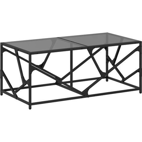 vidaXL Tavolino con Piano in Vetro Nero 98,5x50x41 cm Acciaio (1/5)