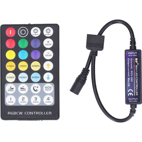 Télécommande LED sans fil RF 5 en 1, mini barre lumineuse tactile complète, contrôleur RGB CCT 28 touches (1/5)