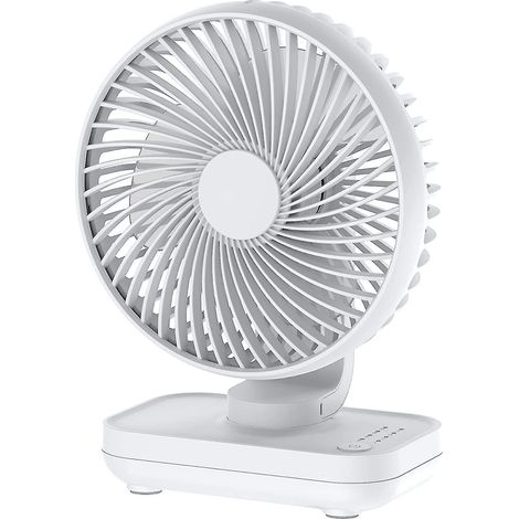 Ventilateur de bureau silencieux, batterie rechargeable USB 4000 mAh, ventilateur de table portable à 4 vitesses (blanc) (1/5)