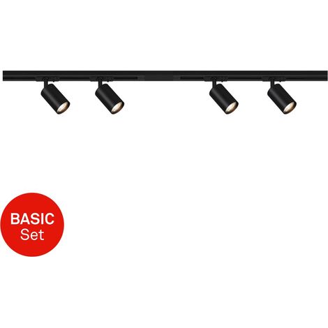 Briloner Rail Système de rail, kit de démarrage, 4x spots GU10, orientable, pivotant, noir, 1,5 m (1/5)