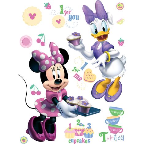 sticker mural Minnie Mouse & Daisy Duck rose et violet - Disney (1/2)